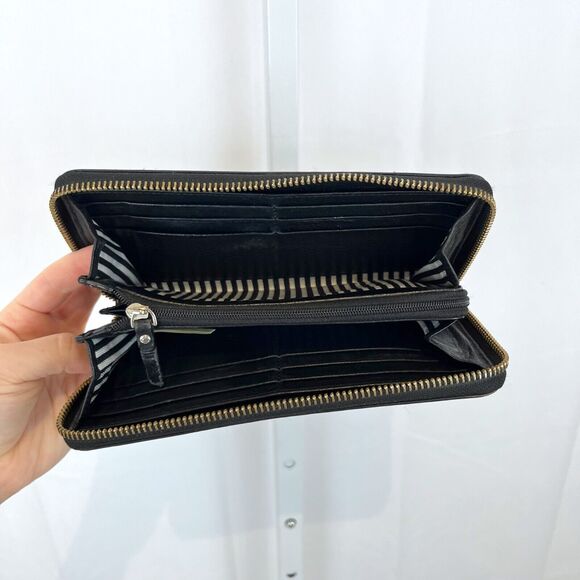 KATE SPADE Cobble Hill Lacey Leather Accordion Wallet Zip Black - Picture 4 of 5